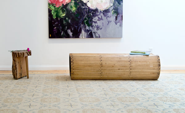 Amala Carpets' Maison Zee Silk rug staged with Brothers Dressler furniture in Toronto