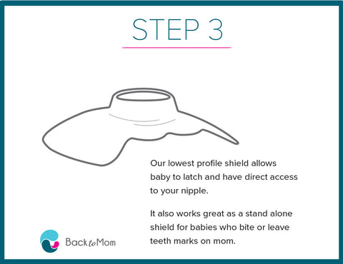 Baby using teeth while nursing. Use the Back to Mom shield to protect yourself. 