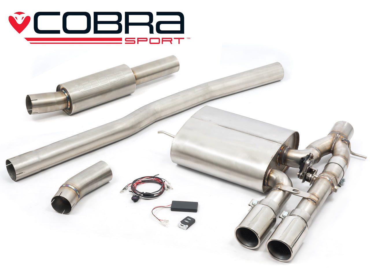 F56 Mini Cooper S Remote Valved Cat Back Performance Exhaust in 3" Stainless Steel Pipework