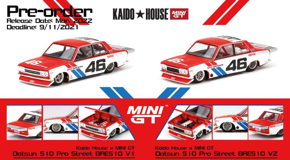 Mini GT x Kaido House 1:64 Datsun 510 Pro Street BRES 10 V1/V2