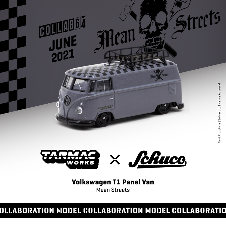 Tarmac Works x Schuco 1:64 VW Type II T1 Panel Van Mooneyes w/RoofRack