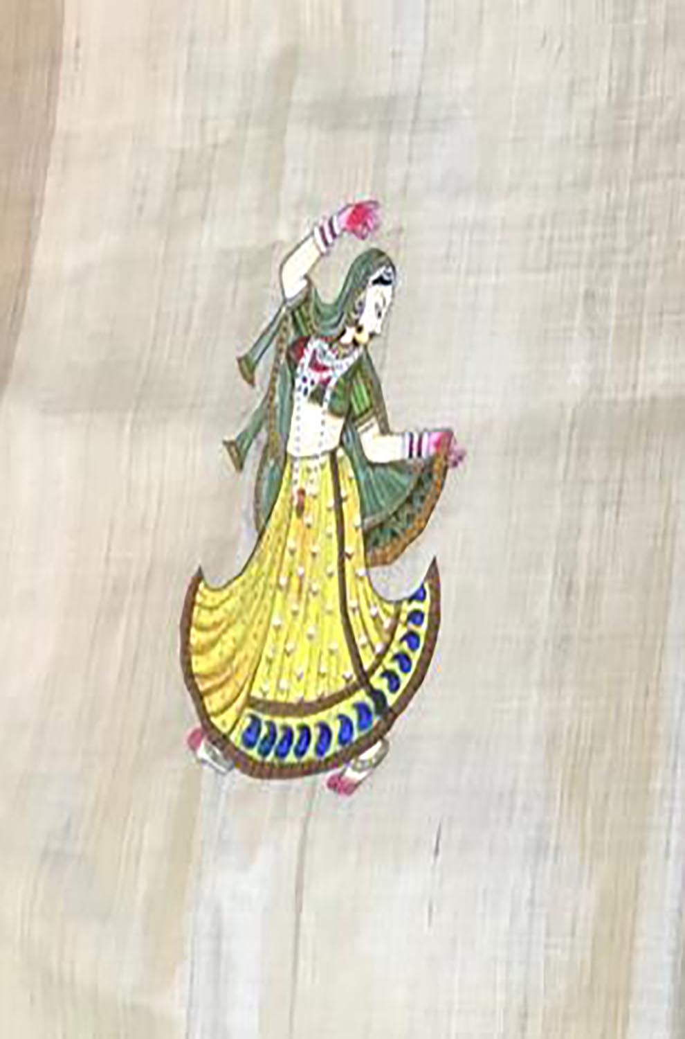 Pastel Hand Painted Madhubani Tussar Silk Unstitched Blouse ...