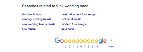 SEO for musicians and bands google search example