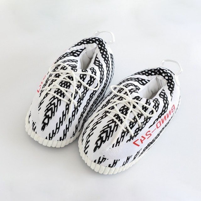 zebra yeezy slippers