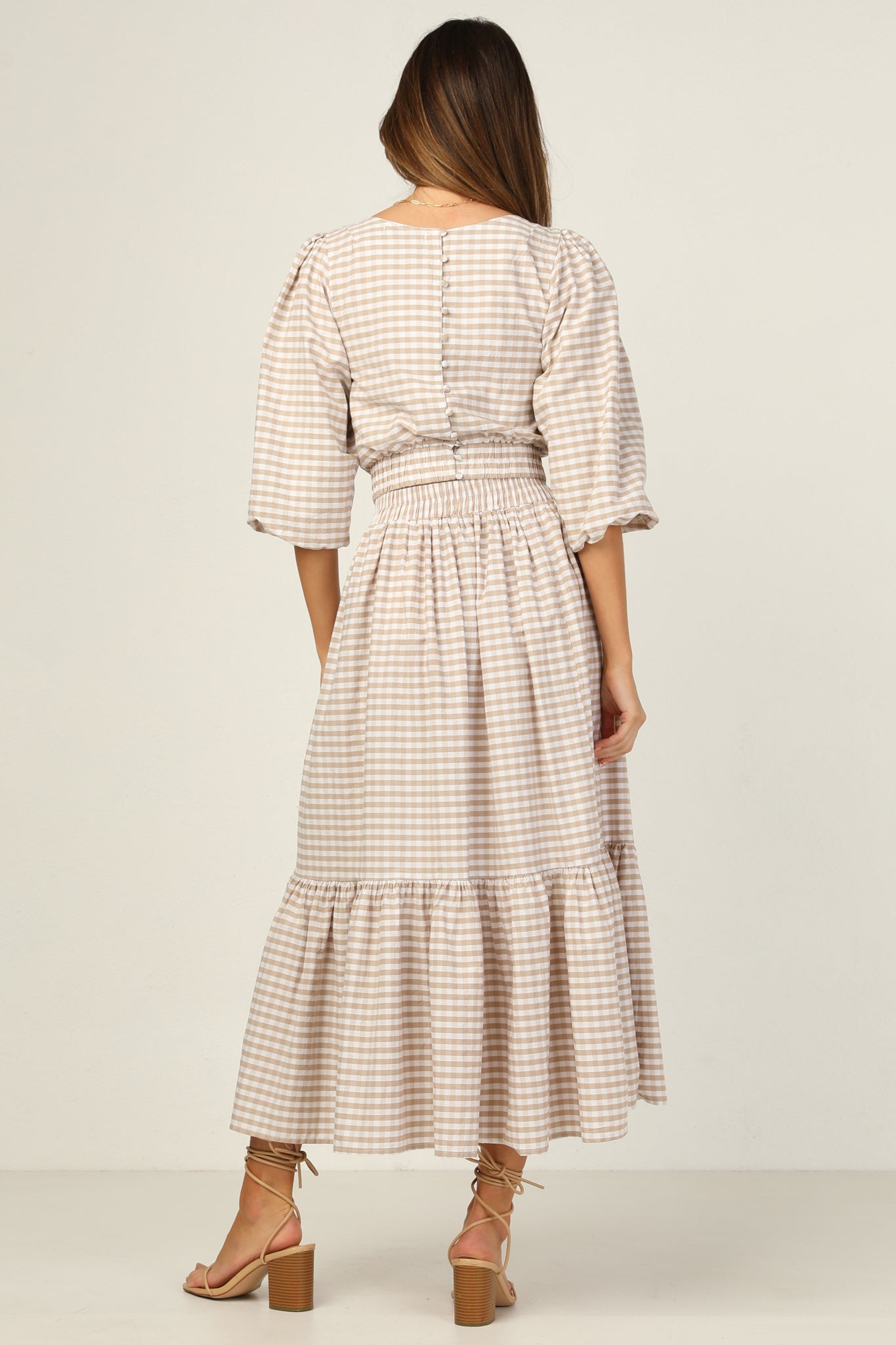 Aria Top (Beige Gingham)