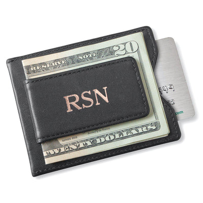 Personalized Groomsman Wallet - Magnetic Money Clip - Black-RoseGold-