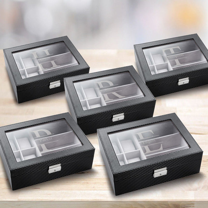 Personalized Watch Box - Set of 5 - Sunglasses Box - Combo - Monogram - Groomsman Gifts-Stamped-