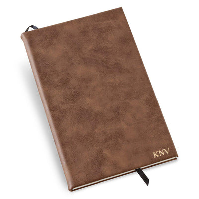 Personalized Men's Rustic Faux Leather Journal-Gold-
