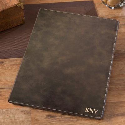 Personalized Rustic Portfolio with Notepad for Groomsmen-Gold-