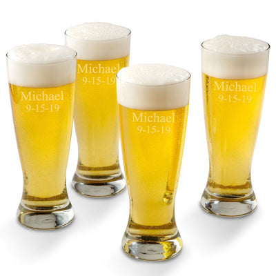 Personalized Grand Pilsner Glass Set of 4-2Lines-