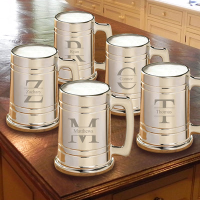 Personalized Groomsmen Gunmetal Beer Mugs - Set of 5-Barware-JDS-Stamped-