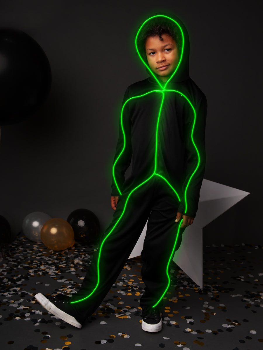 sabor dulce Quemar visión LED Stickman Kids Costume, Assorted Colours, All in One | Chasing Fireflies