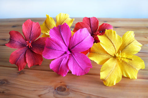 paper flower tutorials | crepe paper hibiscus template | diy paper flowers