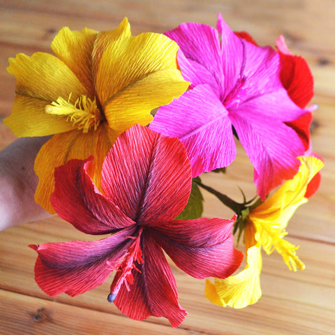 diy paper flowers | paper hibiscus tutorial | crepe paper flowers