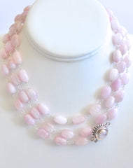 Elegant Long Kunzite Necklace with Morganite Clasp "Elegant Lady" Elegant Long Kunzite Necklace with Morganite Clasp "Elegant Lady"