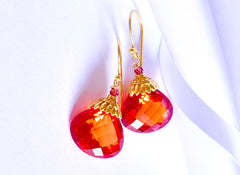 Shiny Orange Sapphire Earrings "Orange" Shiny Orange Sapphire Earrings "Orange"