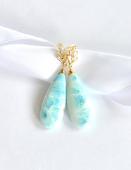 Deco Style Huge Larimar Earrings "Travel"💐 Deco Style Huge Larimar Earrings "Travel"💐