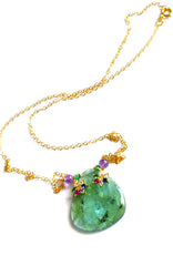Unique Madagascar Grandidierite Necklace with flowers "Together"💐 Unique Madagascar Grandidierite Necklace with flowers "Together"💐