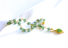 Lovely Green Apatite and Emerald Pendant Bracelet "Green Apple"💐 Lovely Green Apatite and Emerald Pendant Bracelet "Green Apple"💐