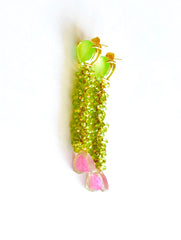 Watermelon Tourmaline and Peridot Green Earrings "Rainy Day" 💐 Watermelon Tourmaline and Peridot Green Earrings "Rainy Day" 💐