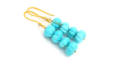 Lovely Kingman Turquoise Melon Bead Earrings "Melon" Lovely Kingman Turquoise Melon Bead Earrings "Melon"