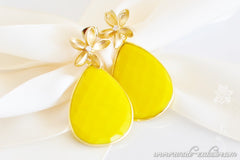 Summer! Beautiful Summer Yellow Turquoise Bezel Earrings Summer! Beautiful Summer Yellow Turquoise Bezel Earrings - Handmade Jewelry - Renate Exclusive - 3