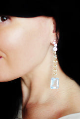 FALL in Love! Sky Blue Topaz and tiny Swarovski Pearls Erarrings FALL in Love! Sky Blue Topaz and tiny Swarovski Pearls Erarrings - Handmade Jewelry - Renate Exclusive - 4