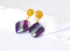 Purple Multi Fluorite Earrings "Violet Vioola" Purple Multi Fluorite Earrings "Violet Vioola"
