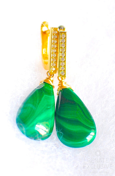 Simple Malachite Earrings "Natural" Simple Malachite Earrings "Natural"