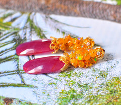 Luxurious Ruby Rose Cut and Ethiopian Opal Earrings " Ruby Lolita" Luxurious Ruby Rose Cut and Ethiopian Opal Earrings " Ruby Lolita"