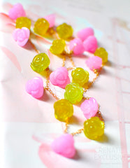 Lovely Olive Quartz and Pink Jade Blossom Necklace "Blossombeauty" Lovely Olive Quartz and Pink Jade Blossom Necklace "Blossombeauty"