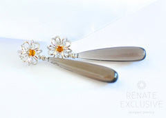 Natural Smoky Quartz and Winter Flowers Earrings "Different Winter" Natural Smoky Quartz and Winter Flowers Earrings "Different Winter" - Handmade Jewelry - Renate Exclusive - 7