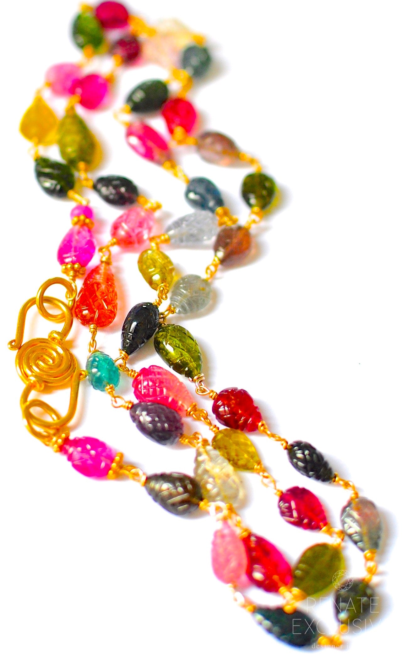 Luxurious Multi Tourmaline Carved Necklace "Colorful Lola" Product Image