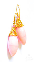 Luxurious Artisan Style Australian Pink Opal Puffy Torpedoes Earrings "Puffy" Luxurious Artisan Style Australian Pink Opal Puffy Torpedoes Earrings "Puffy"