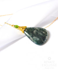 Large Moss Agate Necklace with Tourmaline "Forrest Queen" Large Moss Agate Necklace with Tourmaline "Forrest Queen"