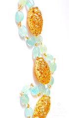 Natural Aquamarine Necklace with Floral Bead "Aquamarine Queen" Natural Aquamarine Necklace with Floral Bead "Aquamarine Queen"