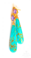 Kingman Turquoise and Amethyst Earrings " Queen and King" Kingman Turquoise and Amethyst Earrings " Queen and King"