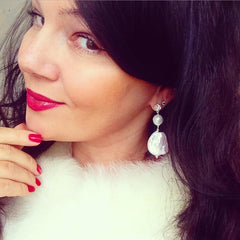 Christmas Special! Elegance Big White Freshwater Pearl Silver Earrings "Christmas Fairytale" Christmas Special! Elegance Big White Freshwater Pearl Silver Earrings "Christmas Fairytale" - Handmade Jewelry - Renate Exclusive - 5