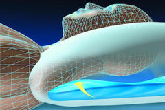 A diagram illustrates how a Water Pillow can help support the head and neck during sleep.