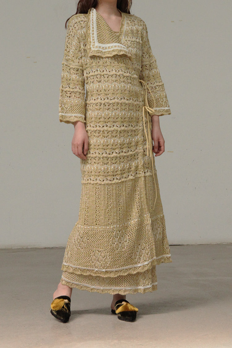 Mame ロングカーディガン wrap-front knitted dress-