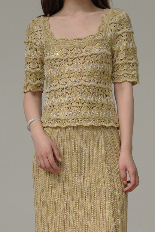mame kurogouchi MM21SS KN051 printed watermark knitted top