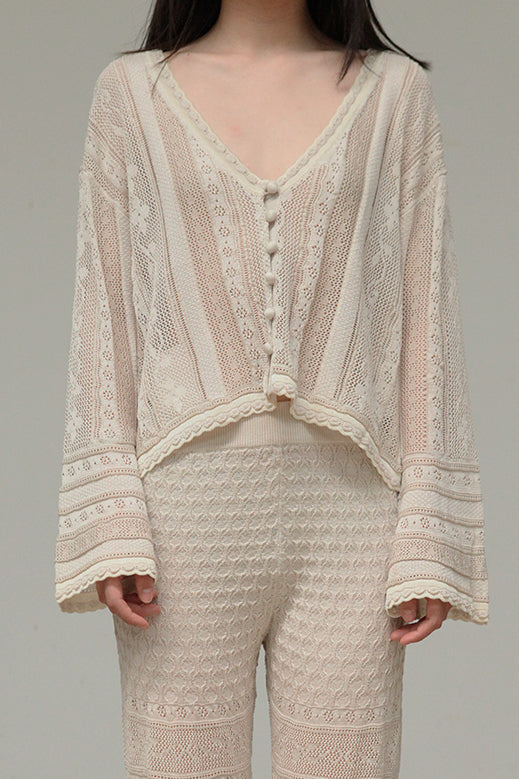 mame Lace Knitted Cardigan | eclipseseal.com