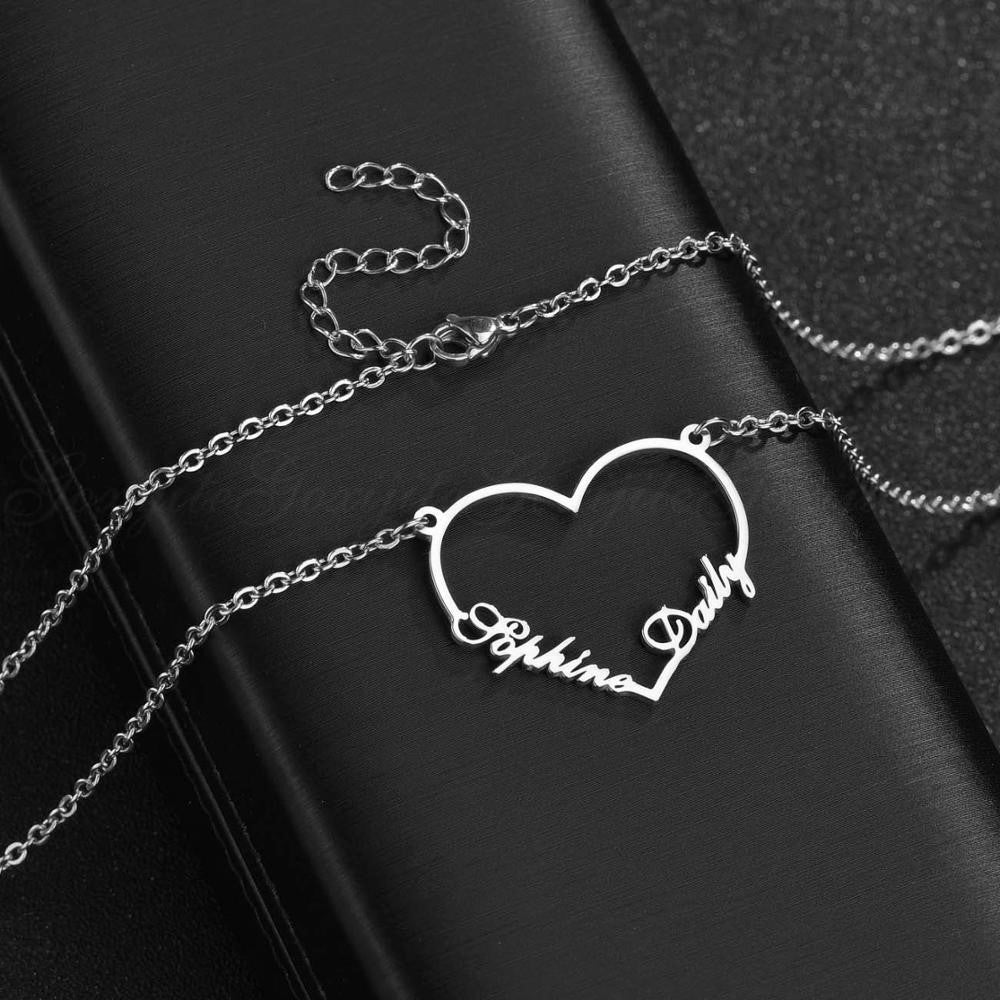 Personalized Big Heart Name Necklace – Happy Maker