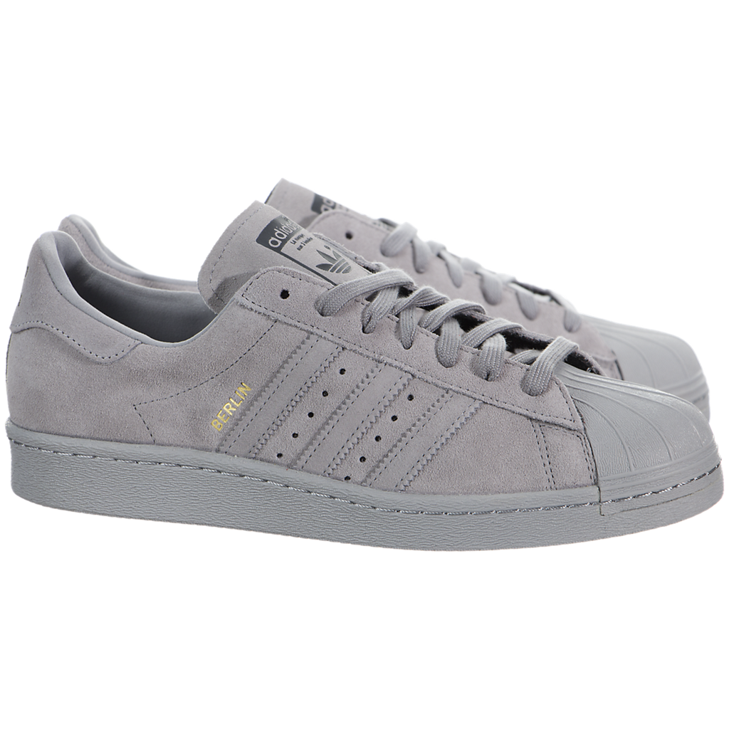 adidas men's superstar 80s city series berlin-grey/gold