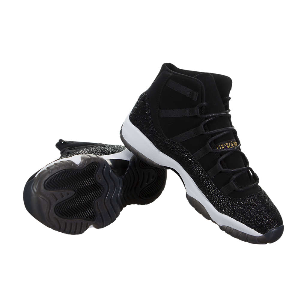 boy's kids air jordan 11 xi retro gs premium heiress black stingray stores