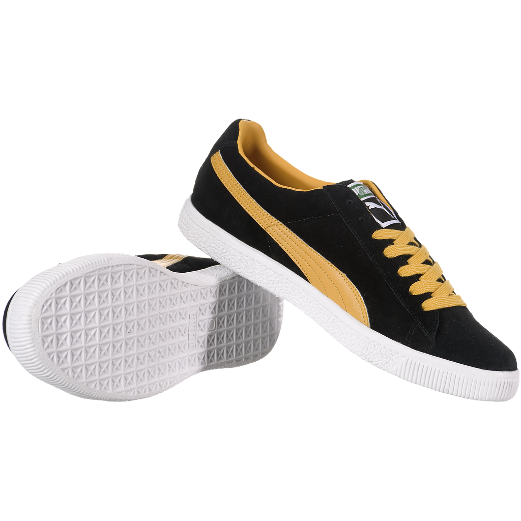 puma clyde script black yellow