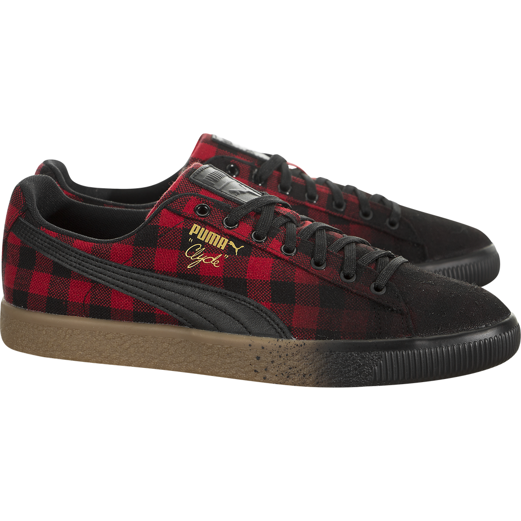 puma clyde red buffalo plaid