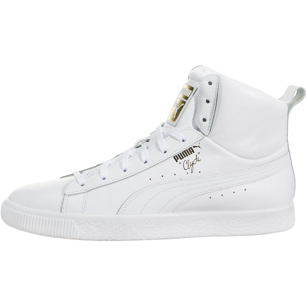 puma clyde mid core foil white