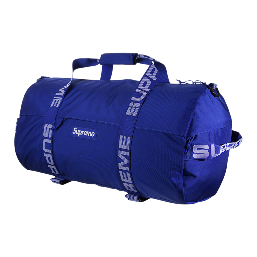 blue supreme duffle bag