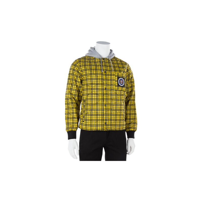 supreme quilted liner hooded jacket yellow plaid